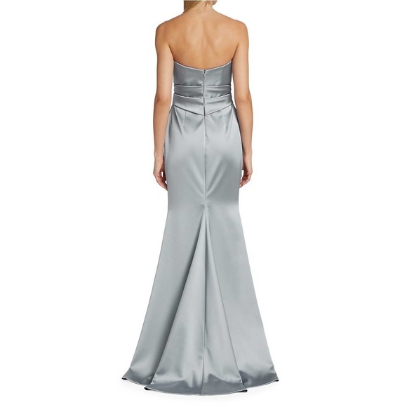 Pamella Roland Strapless Bead-Embroidered Satin Gown. Sz 8 - Picture 4 of 11